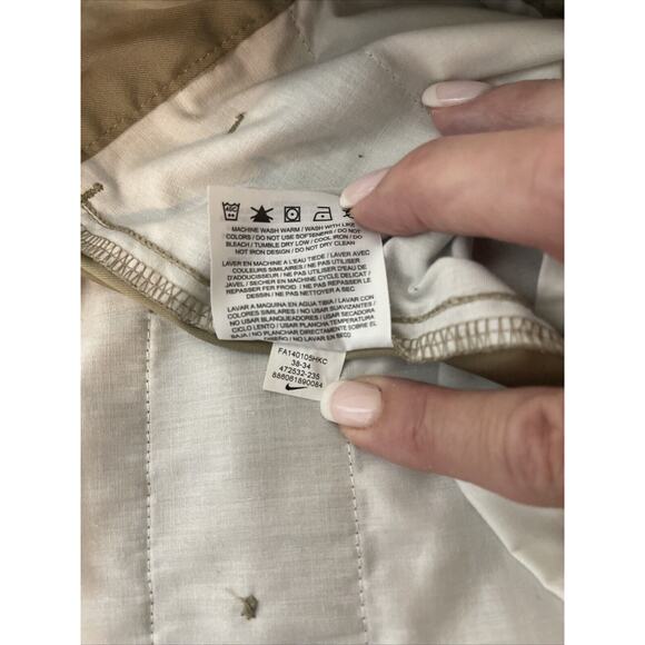 NIKE Golf Performance Pants Adult 38 x 34 Tan Dri-Fit Chino Stretch Khaki Sporty - Picture 8 of 8
